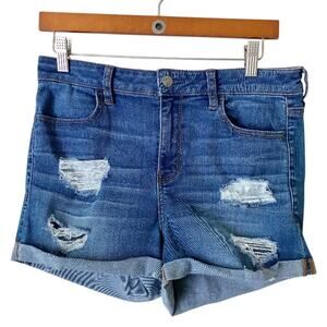 Pacsun | Super Stretch Shortie Jean Denim Shorts Distressed Rolled Hem Size 29